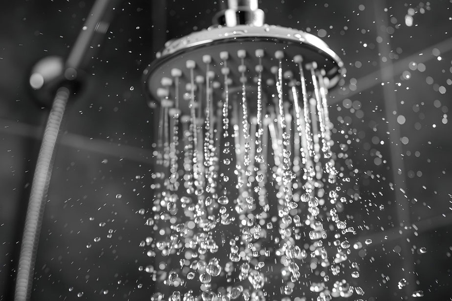 Mlaz vode iz tuša kao ilustracija temperature hladnog tuširanja 